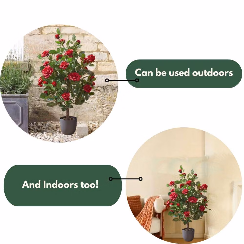 Marco Paul Red Artificial Rose Plant, 80 cm Height – 5