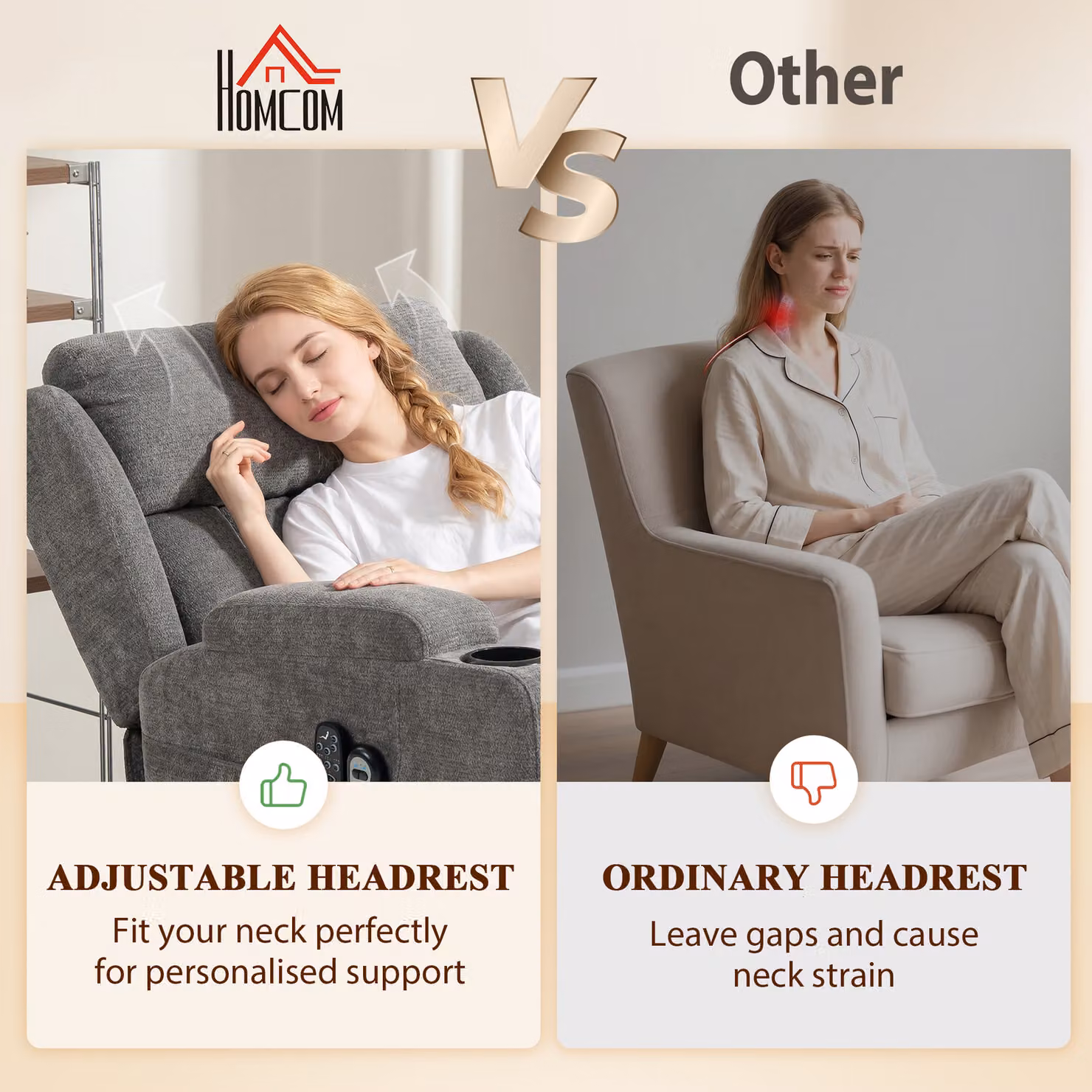 HOMCOM Grey Chenille Power Lift Recliner Chair with Vibration Massage and Heat for Seniors – 5