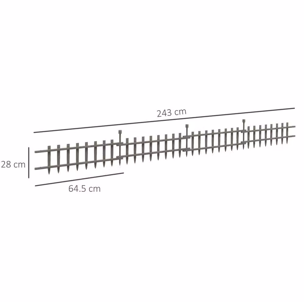 STILVORA 4 Piece Grey Wood Garden Fence Set with Connecting Anchors – 2