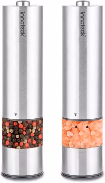 Kelvenix Stainless Steel Electric Salt and Pepper Mill Set in Silver