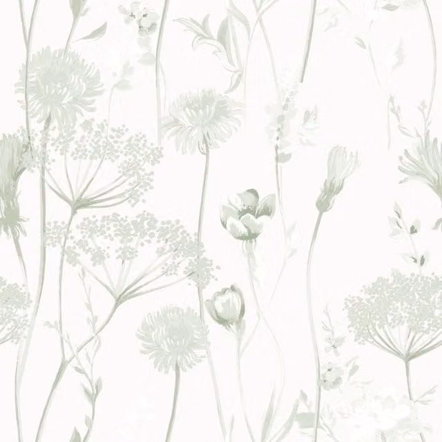 Muriva Meadowsweet Floral Botanical Wallpaper in Light Green