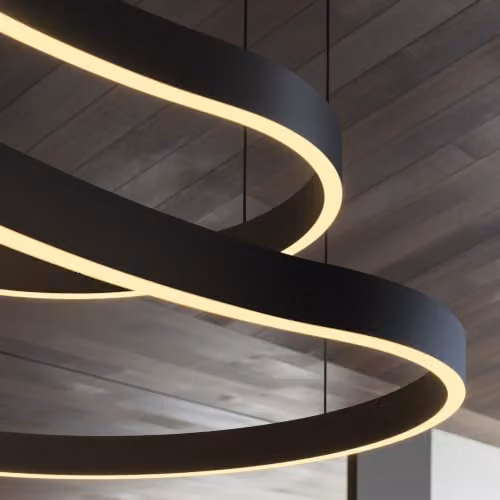 Netlighting Waves 125cm Integrated LED Suspended Pendant Ceiling Light in Black, 3000K Warm White – 3