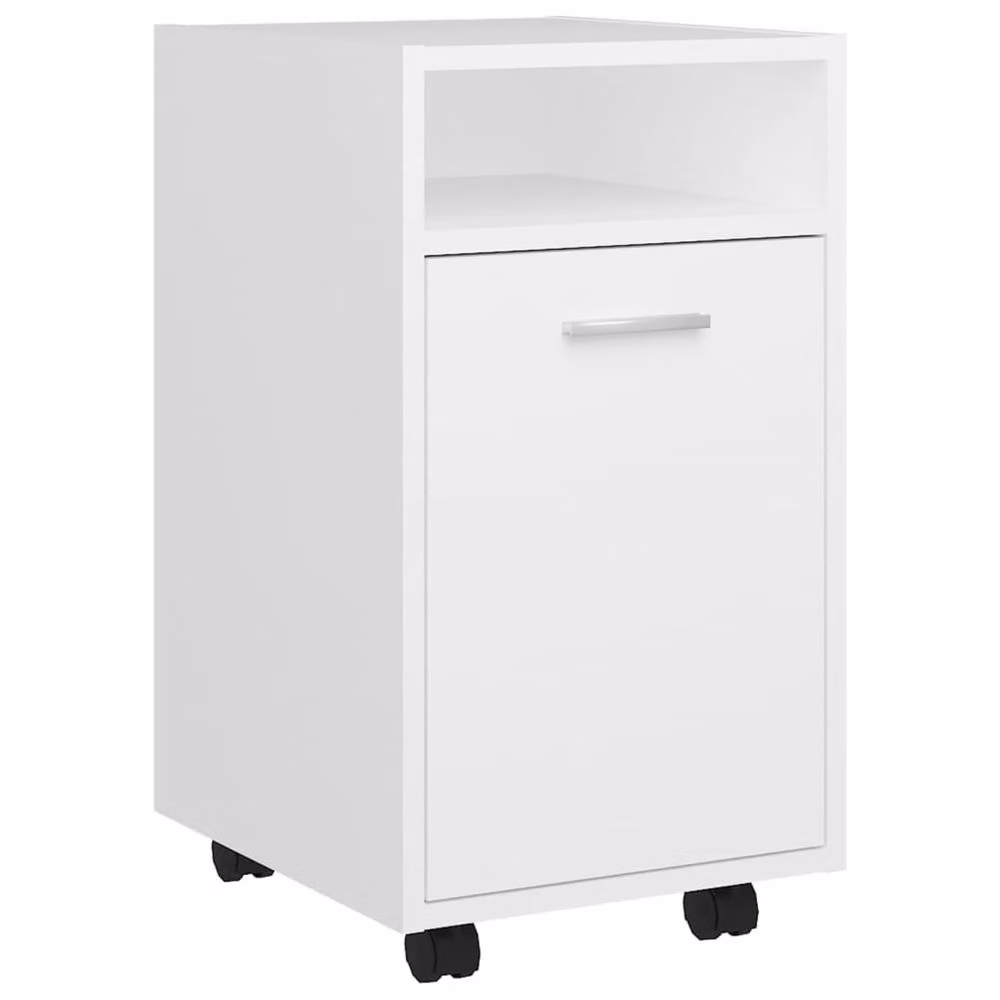 Berkfield Home Modern White Side Cabinet with Wheels and Hinged Doors, W/D/H: 33 x 38 x 60 cm – 2