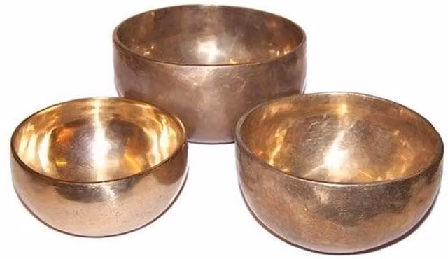 KDMK Set of 3 Handmade Gold Brass Singing Bowls