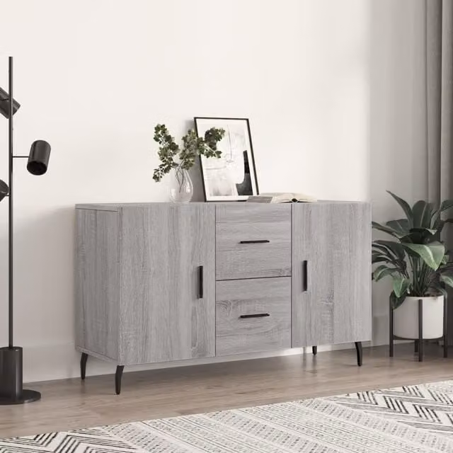 Berkfield Home Grey Sonoma Sideboard in Engineered Wood, W/D/H: 100 x 36 x 60 cm