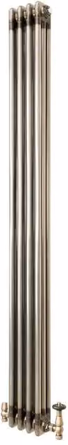 Monstershop Traditional 3 Column Steel Radiator with Integrated Valves, Silver, H: 180 cm, W: 20 cm