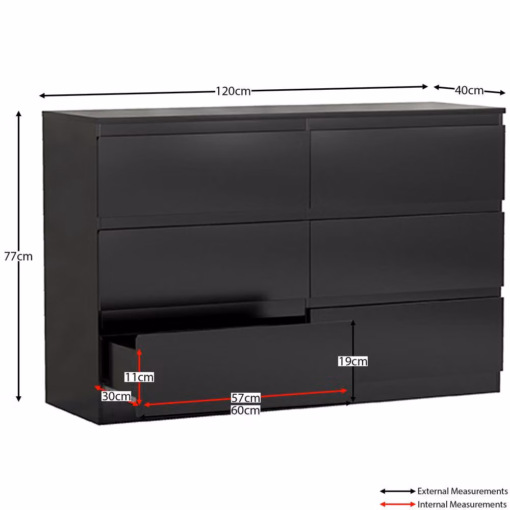 HD Designs Denver 6 Drawer Chest of Drawers in Black – 2
