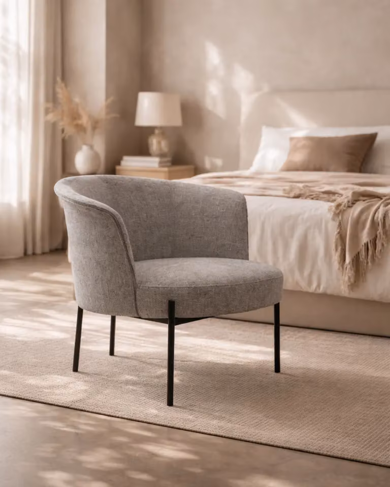 Senso Lounge Chair by Tommy Franks in Grey Fabric with Black Metal Frame