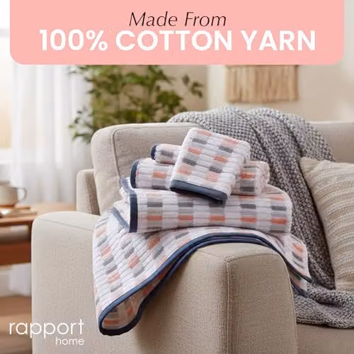 Rapport Home Santa Cruz 6-Piece Cotton Towel Bale Set in Pink, Blue and Multicolour, 500GSM – 2