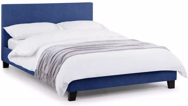 Cheshire Travertine Upholstered Bed in Dark Blue, King Size (150 x 200 cm) – 1