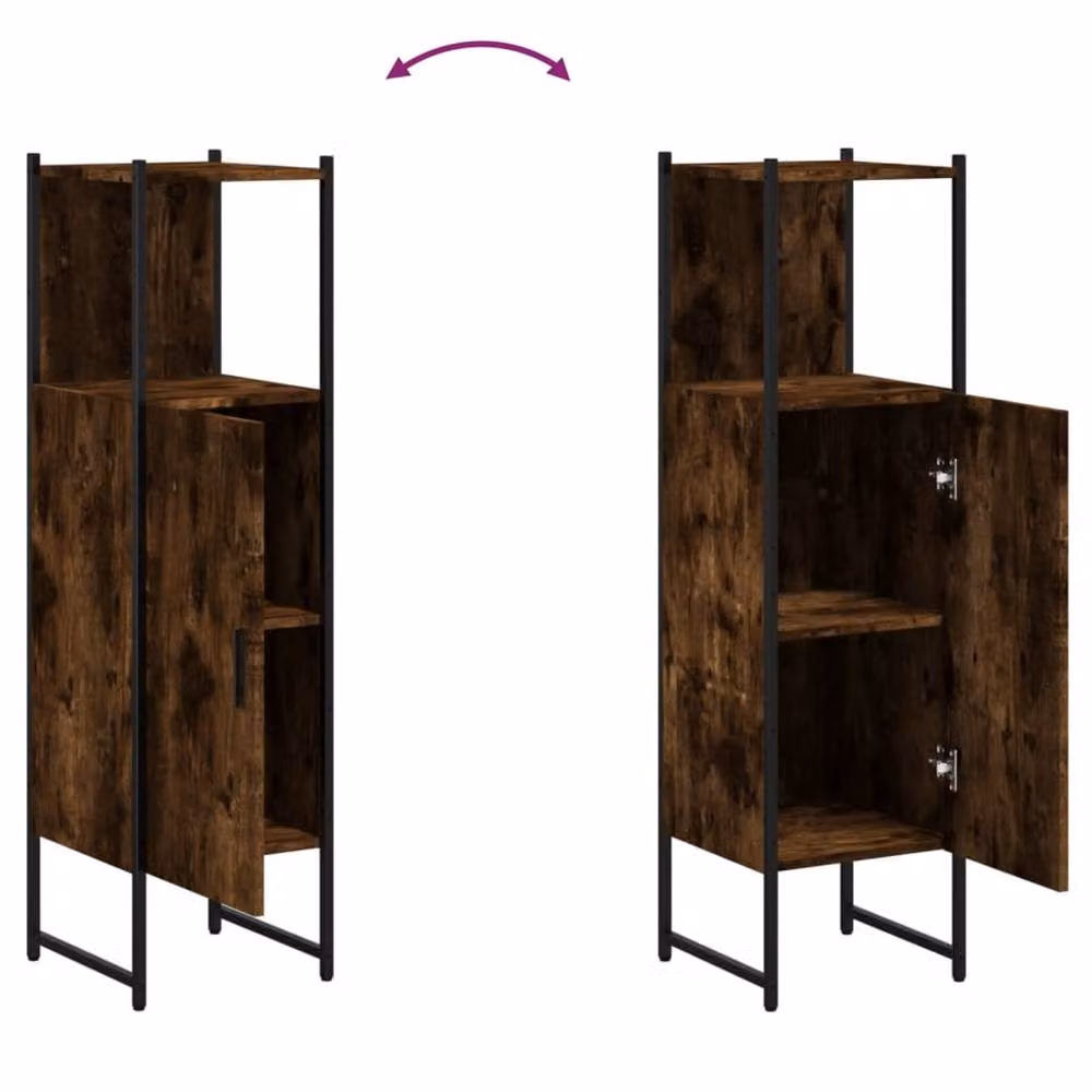Berkfield Home Wall Mounted Bathroom Cabinet in Smoked Oak Brown, W/D/H: 33 x 33 x 120.5 cm – 4