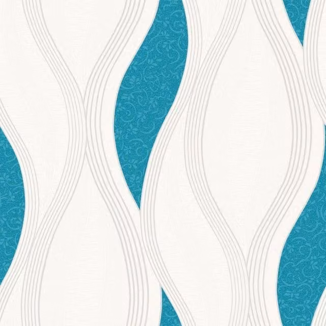Direct Wallpapers Wave Textured Abstract Geometric Wallpaper in Turquoise