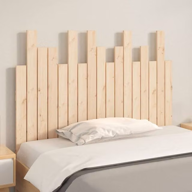 Berkfield Home Solid Wood Pine Wall Headboard in Beige, W: 108 cm, D: 3 cm, H: 80 cm