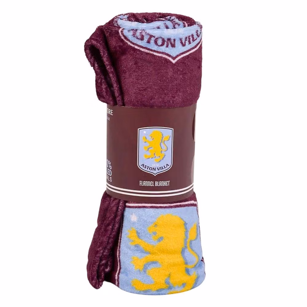 Aston Villa FC Fluffy Red Fleece Multi Crest Blanket – 3