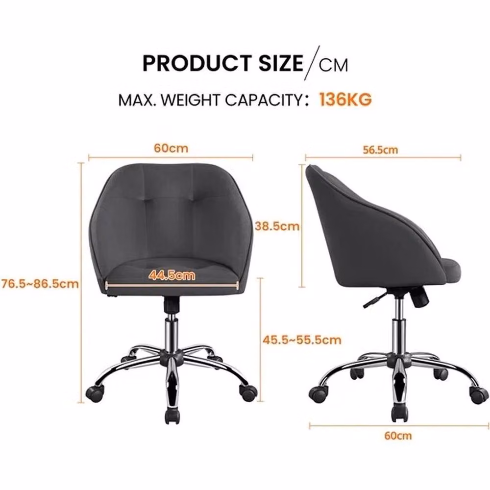 Kelvenix Modern Grey Upholstered Swivel Task Chair for Home Office and Living Room – 2