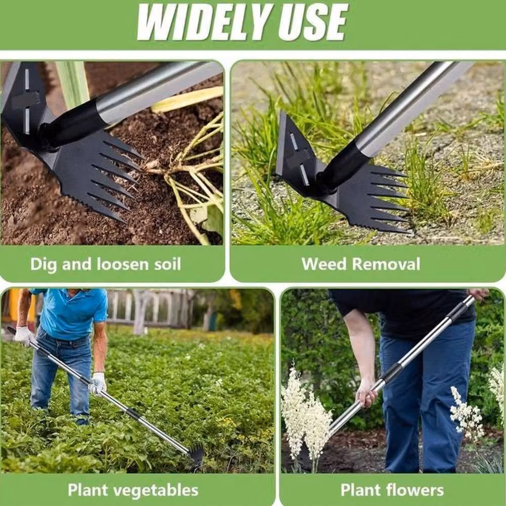 Kelvenix Professional 2-in-1 Steel Garden Hoe and Rake in Black – 3