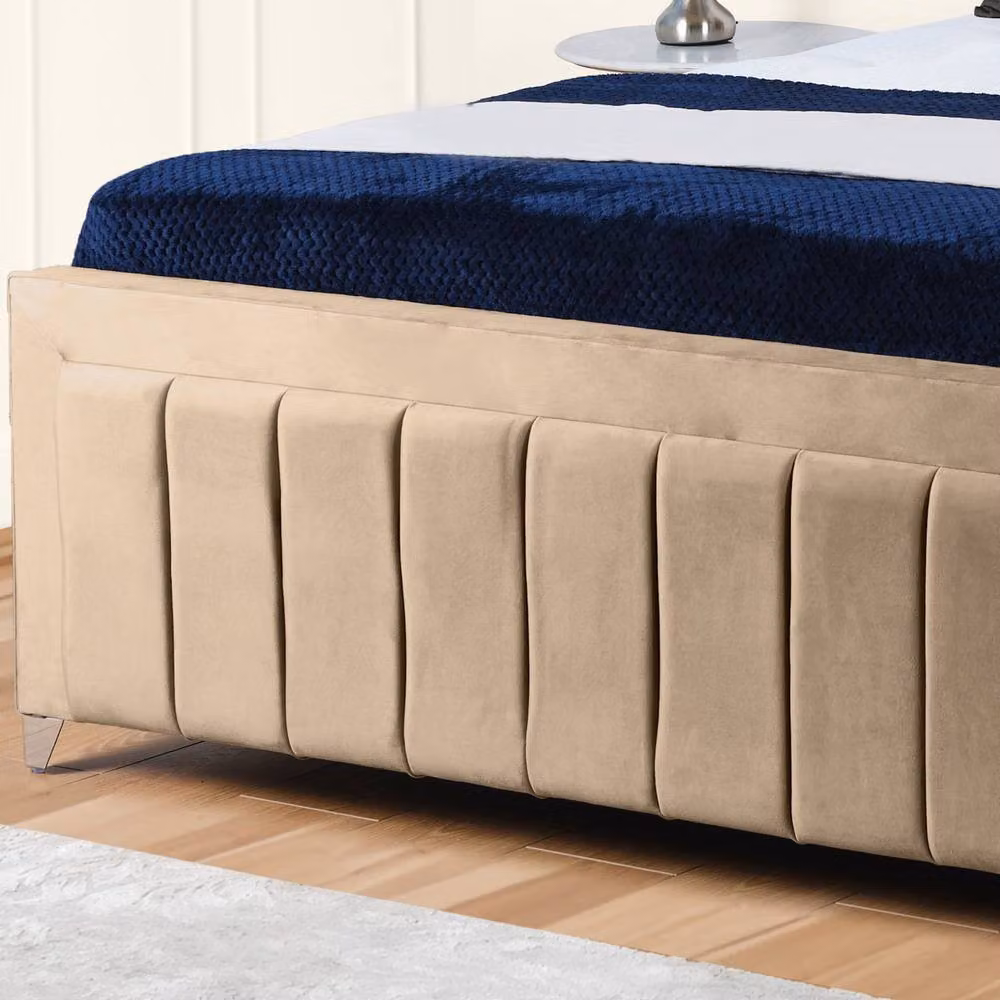 UK Bed Furniture Siarra Ottoman Gas Lift Upholstered Velvet Bed in Beige, Size: Single (90 x 200 cm) – 3
