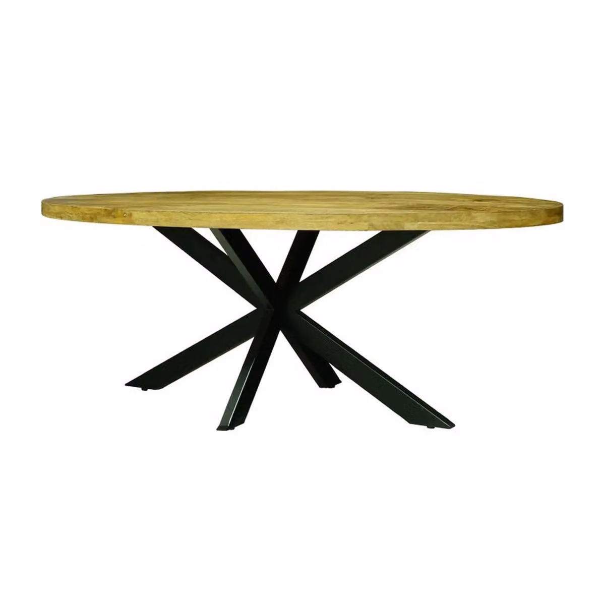 Jaipur Furniture Ltd Kerela Oval Dining Table in Brown Mango Wood and Black Iron, W: 200 cm, D: 100 cm, H: 76 cm – 2