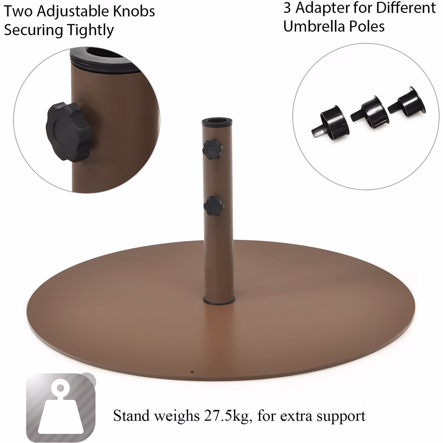 COSTWAY Brown Metal Freestanding Patio Parasol Umbrella Base – 2