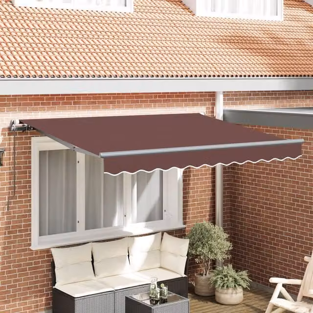 Berkfield Home Manual Retractable Wall-Mounted Folding Arm Garden Awning in Brown and Anthracite – 1