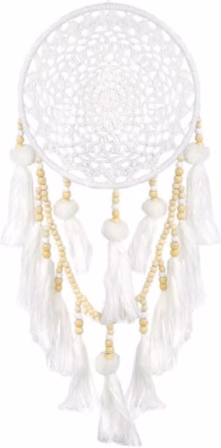 Myga Bodhi Handmade White Boho Dreamcatcher with Geometric Mandala Design