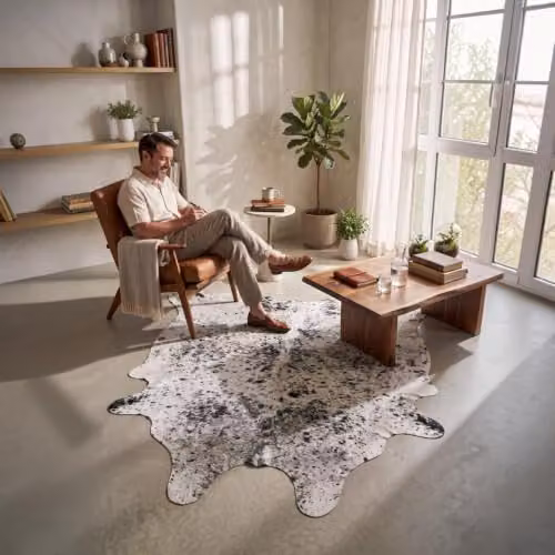 Infinity Leather Brown and White Genuine Cowhide Hairon Rug W: 180 cm, D: 220 cm – 5