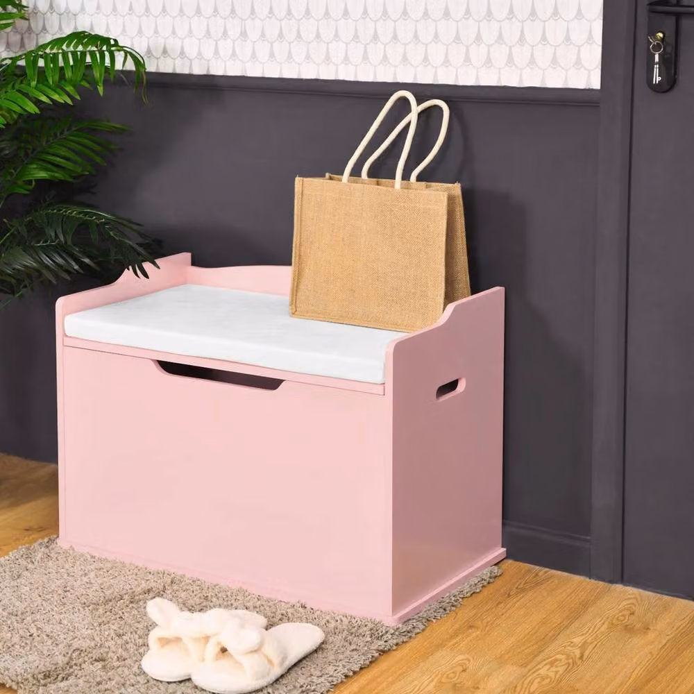 VOGREX Pink and White Large Capacity Wooden Toy Storage Box for Children – 2