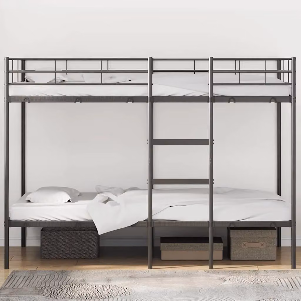 Berkfield Home Metal Bunk Bed in Black, W/D/H: 100 x 200 cm – 2