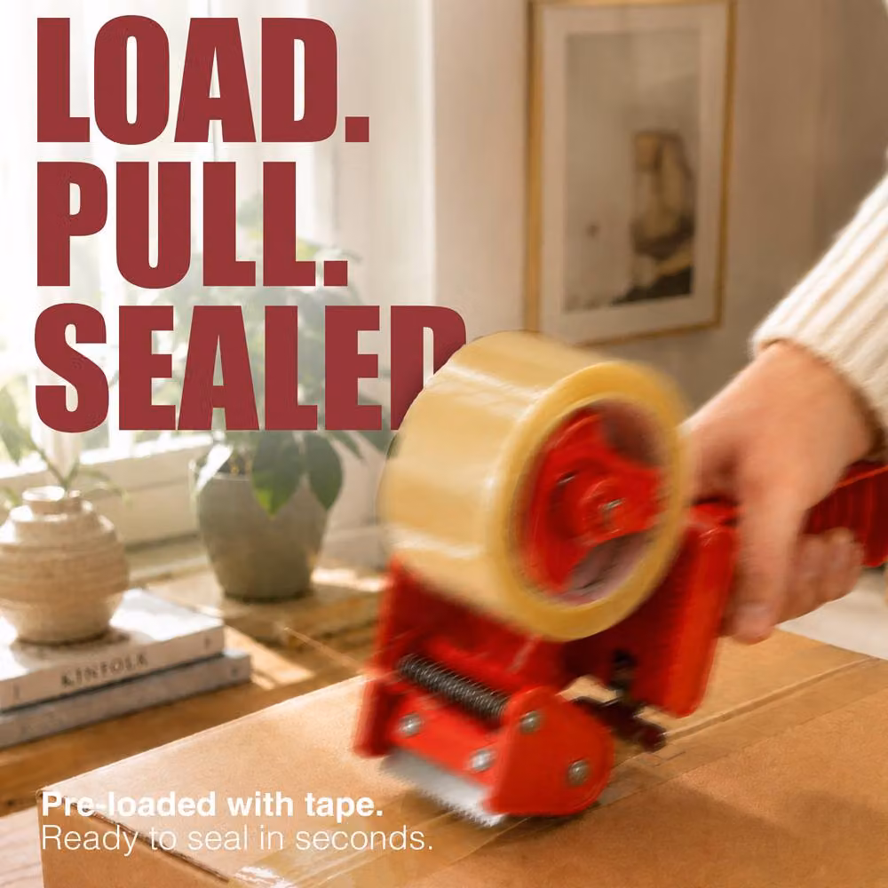 Kayman Heavy Duty Packing Tape with Dispenser, 6 Rolls, Clear, 48 mm x 66 m – 3