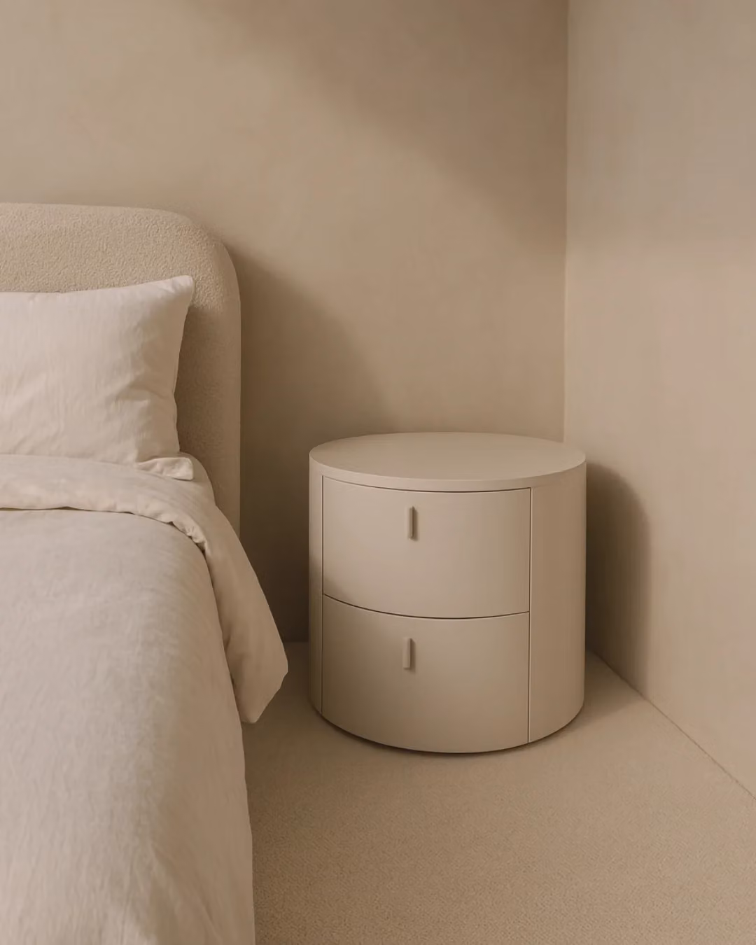 Tommy Franks Sims Bedside Table in Matte Beige