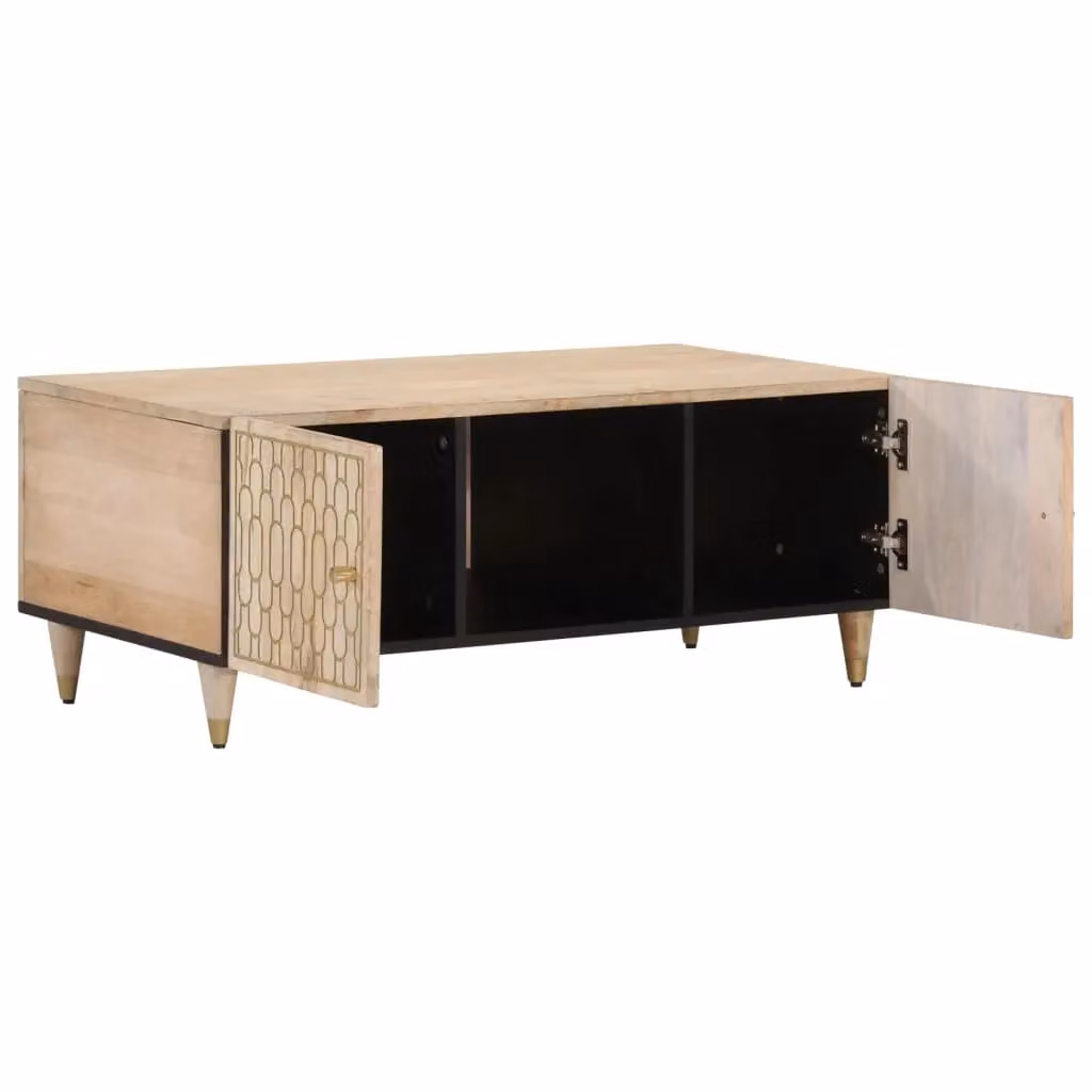 Berkfield Home Rectangular Mango Wood Coffee Table in Brown, W/D/H: 100 x 54 x 40 cm – 2