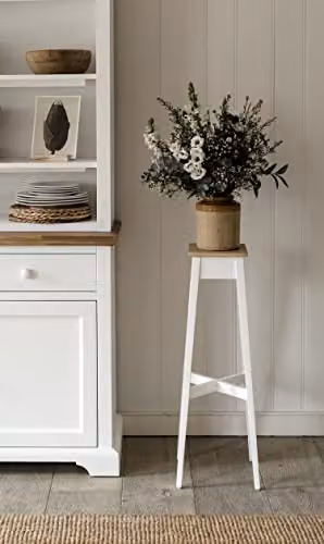 Statement Furniture Florence Acacia Wood Plant Stand, White, H 80 x W 28 x D 28 cm – 1