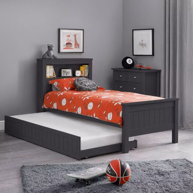 Julian Bowen Maine Bed Underbed Set in Anthracite Grey Lacquered MDF and Wood