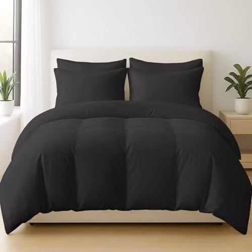 Pamposh 400 Thread Count Egyptian Cotton Double Duvet Cover Set, Black, 200 x 200 cm – 1