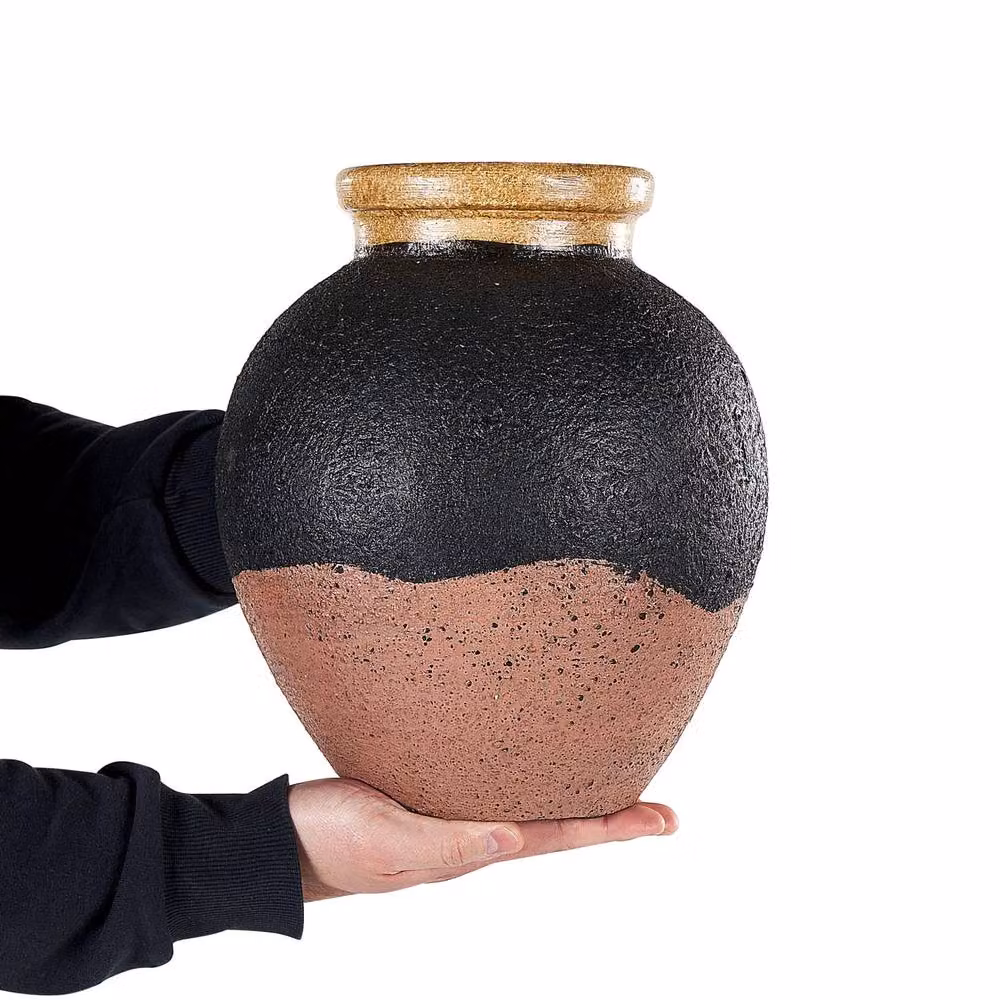 Wyld and Coco Handmade Ceramic Terracotta Vase in Black and Pink, Height: 31 cm – 3