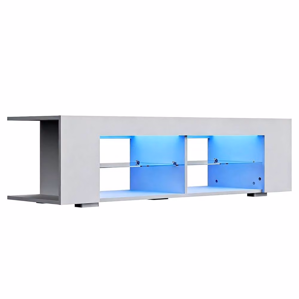 FLAVORA High Gloss White TV Cabinet with Integrated RGB LED Light – 2