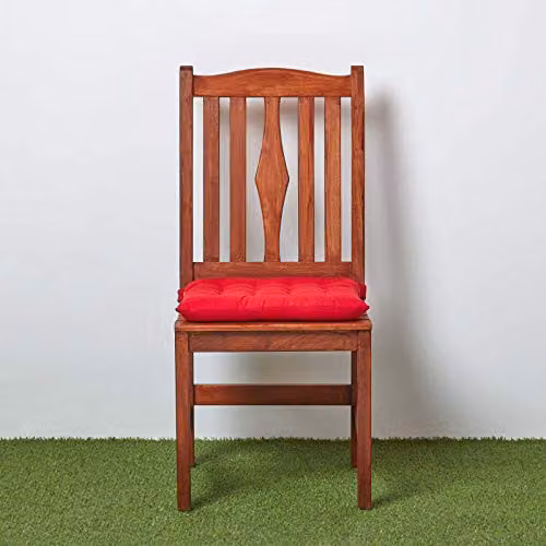 Homescapes Red Cotton Seat Pad with Tie Cords, W/D/H: 40 x 40 x 40 cm – 6