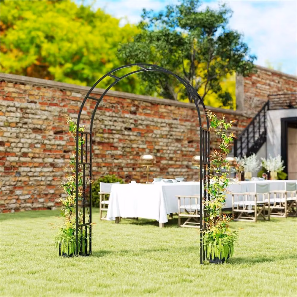 Nordara Black Steel Garden Arch Metal Plant Trellis, H 220 cm x W 60 cm x D 60 cm – 4
