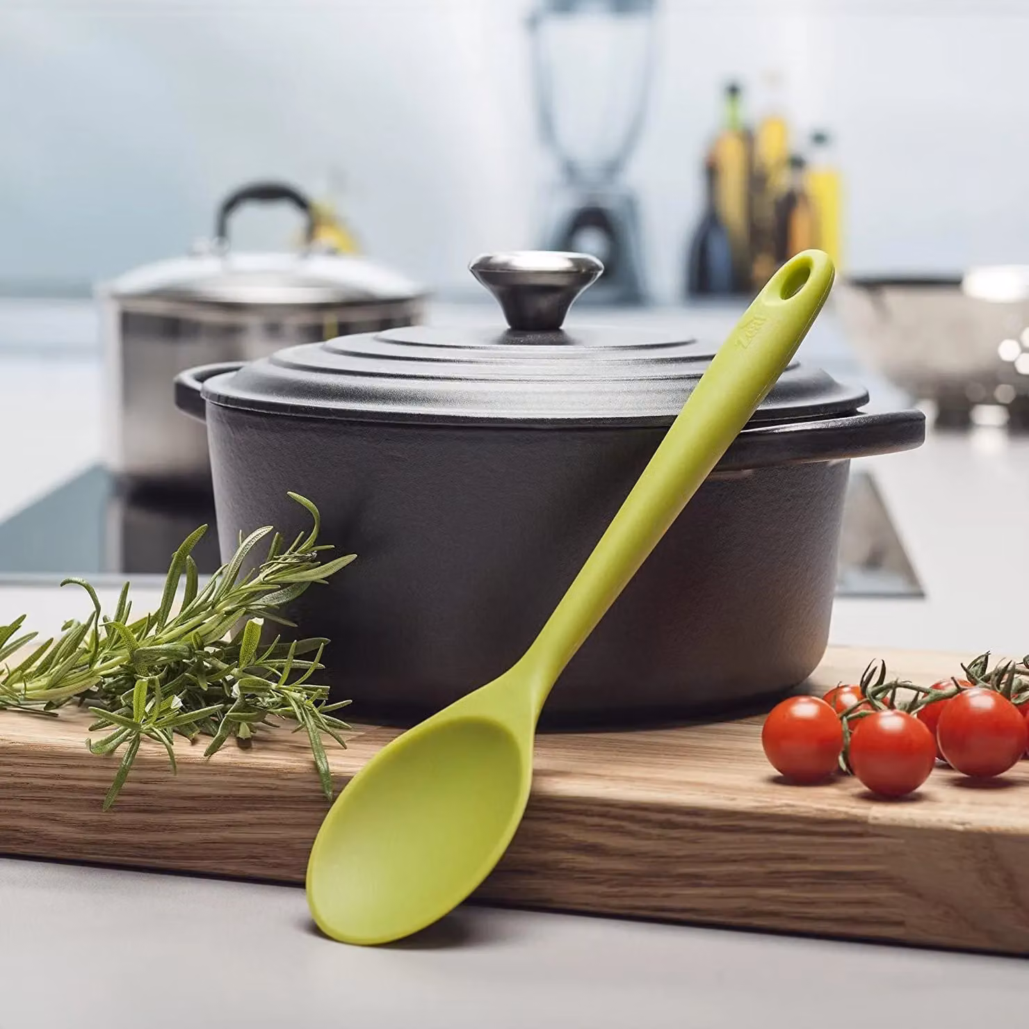 Zeal Silicone Non-Stick Oval Cooking Spoon, Green, 28 cm – 2