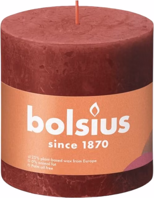 Bolsius Rustic Delicate Red Shine Pillar Candle - Red