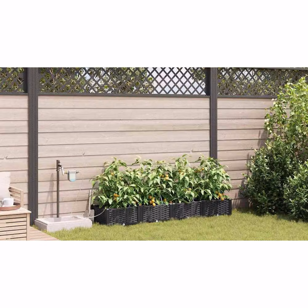 Berkfield Home Garden Planters with Water Irrigation System, 4 Piece Set, Black – 3