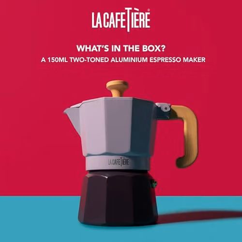 La Cafetiere Venice Aluminium Espresso Maker, Purple, 3 Cup, 150ml – 2