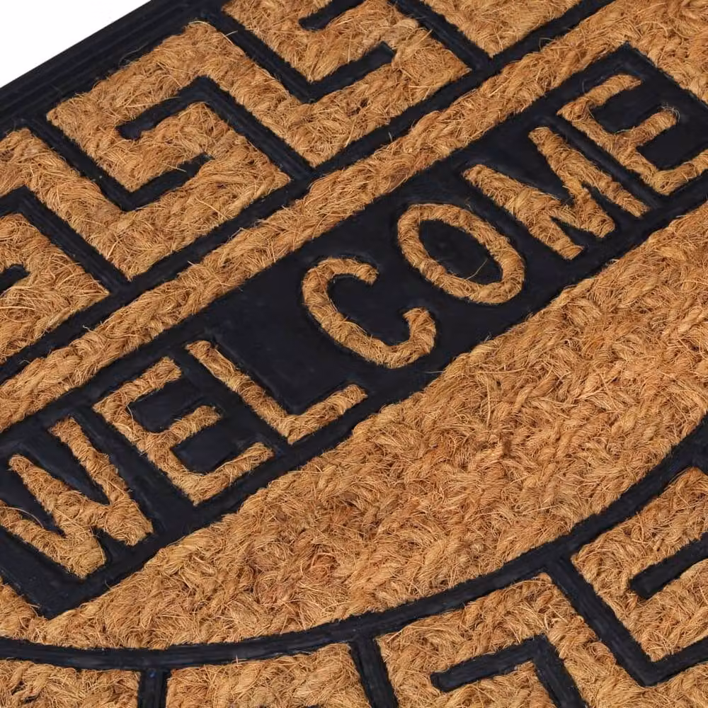 Berkfield Home Semicircular Durable Door Mat in Brown and Black, Rubber and Coir, W: 75 cm, D: 45 cm – 4