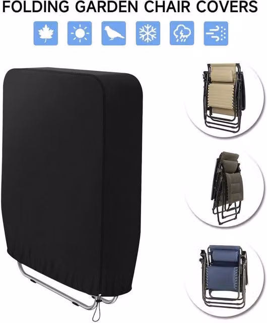EONLION Waterproof Black Polyester Folding Recliner Chair Cover, Width: 100 cm
