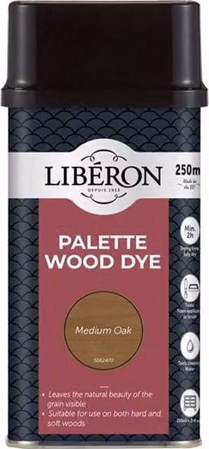 Liberon Palette Water Based Wood Dye in Medium Oak, Brown, 250ml – 2