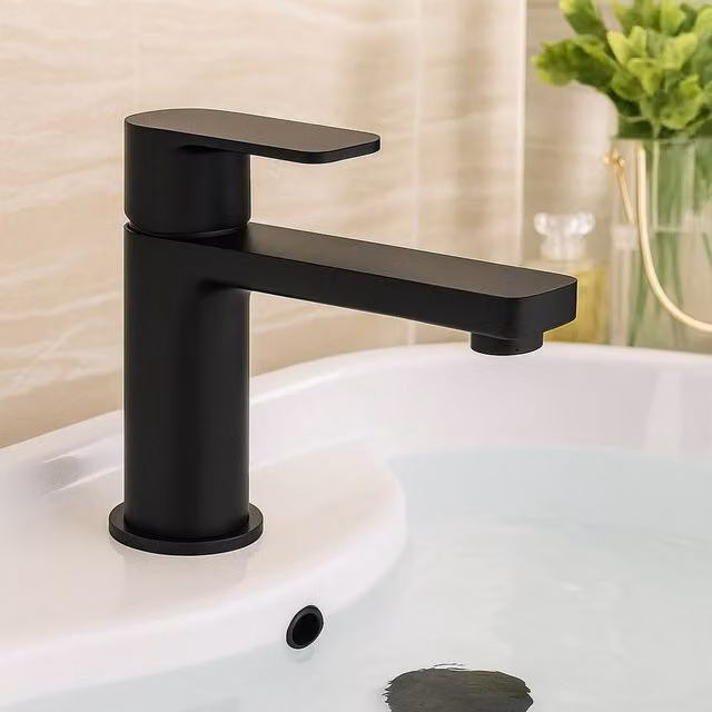 Bathroom Kingdom Risca Matt Black Single Lever Basin Mixer Tap with Pop Up Waste