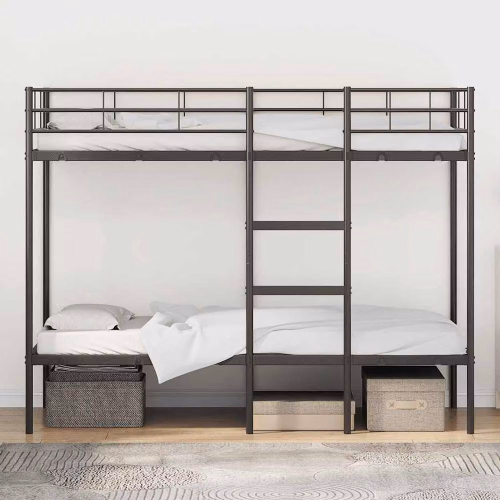 Berkfield Home Metal Small Single Bunk Bed in Black – 2