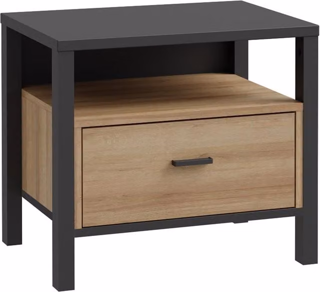 Furniture To Go High Rock Bedside Table in Riviera Oak and Black