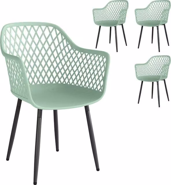 Outsunny Modern Green Garden Chairs with Cut Out Back and Armrests