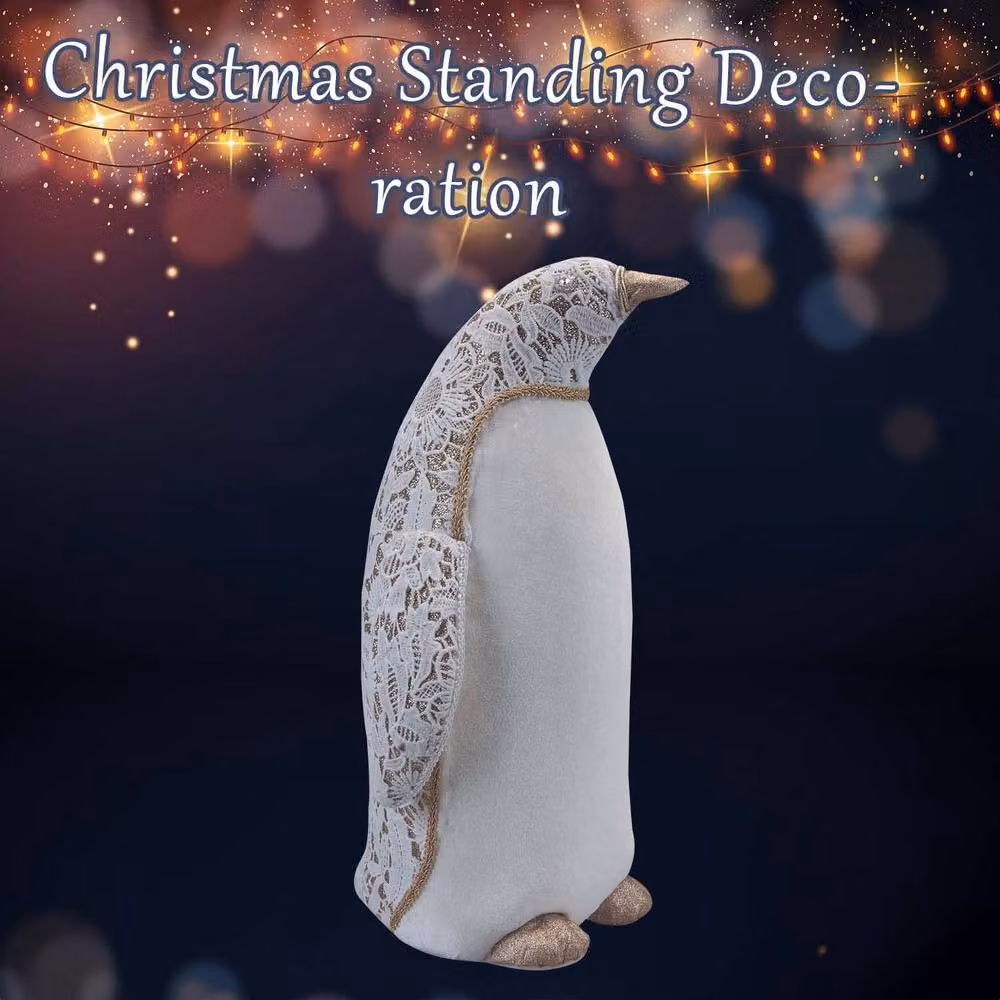 VFM e-Store Christmas Penguin Tabletop Decoration, White, W: 38 cm, H: 24 cm – 3